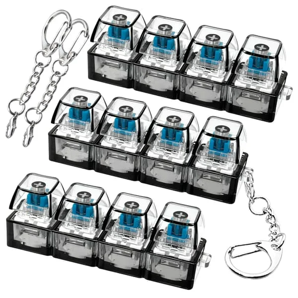 Tangentbords Fidget Nyckelring, 3-pack 4-i-1 Klicker, Fingerdekompression, Stresslindring, Alla hjärtans dag-present, Bärbar Tyst, Barn Kvinnor