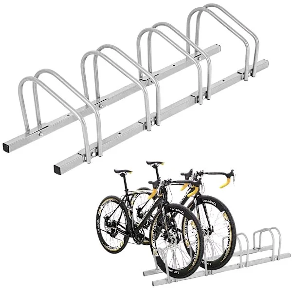 Cykelställ för 4 cyklar – stål, väderbeständig, golvmonterad