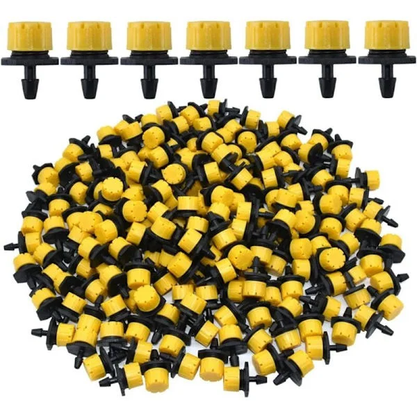 100 STK 1/4" Drypvanding Dryppere, Haveemitter Sprinklerdyser, DIY 360° Justerbar Automatisk Drypvanding (Gul)