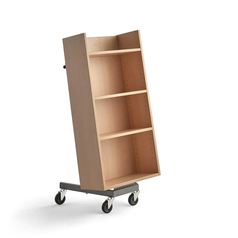 Bookcase trolley LIBER, 540x480x1100 mm, birch