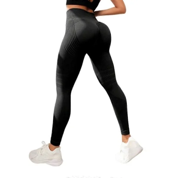 [KK] 3D Cellulit Leggings Hög Midja XL Svart, Rumplyftande Magkontroll Formande Träningsleggings Kompatibla med Kvinnor Gym XL