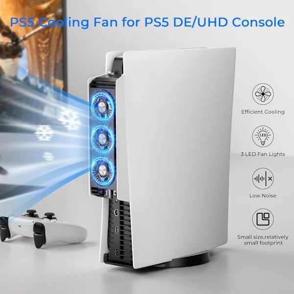 Kjølevifte - Med Usb 3.0-port for Ps5, ikke for Ps5 Slim og ny Ps5 Pro