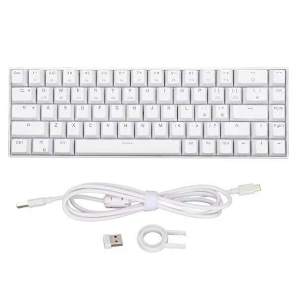 Trådlöst 2.4 G mekaniskt tangentbord vitt 68 tangenter snabb respons trådlöst speltangentbord för Windows för Android för IOSBlue Switch
