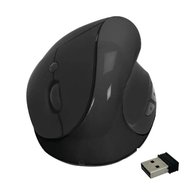 Wireless computer mouse with vertical and ergonomic grip Black