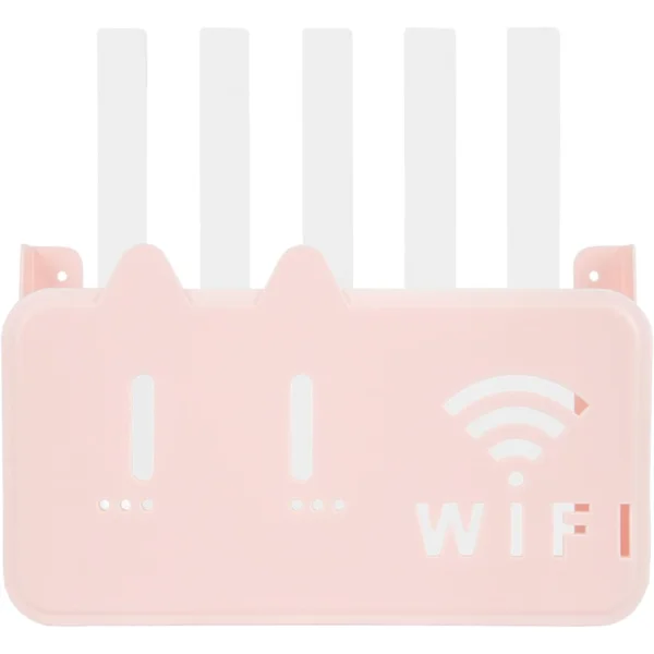 Rosa WiFi Router Förvaringslåda - Dekorativ Ventilerad Hyllorganisatör för Router, Modem, Digitalbox på Kontor, Studierum - Kabelhanteringslösning