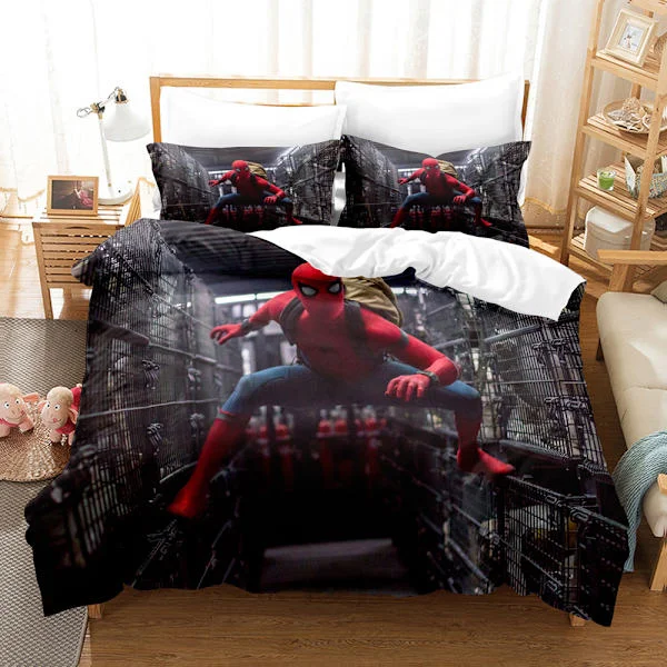 Digitaalisesti painetut Spiderman-vuodevaatteet kolmiosainen setti pojille Marvel rajat ylittävä 3D-vuodevaatteet L