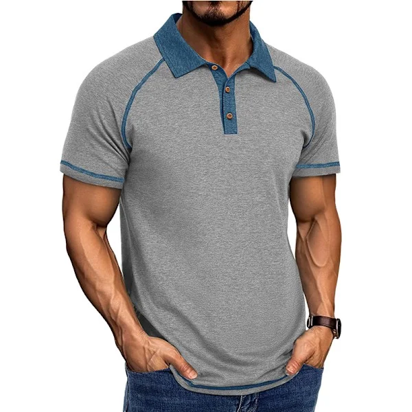 Polo skjorter for menn, kort ermet, avslappet strikket polo skjorte, vintage golf t-skjorter