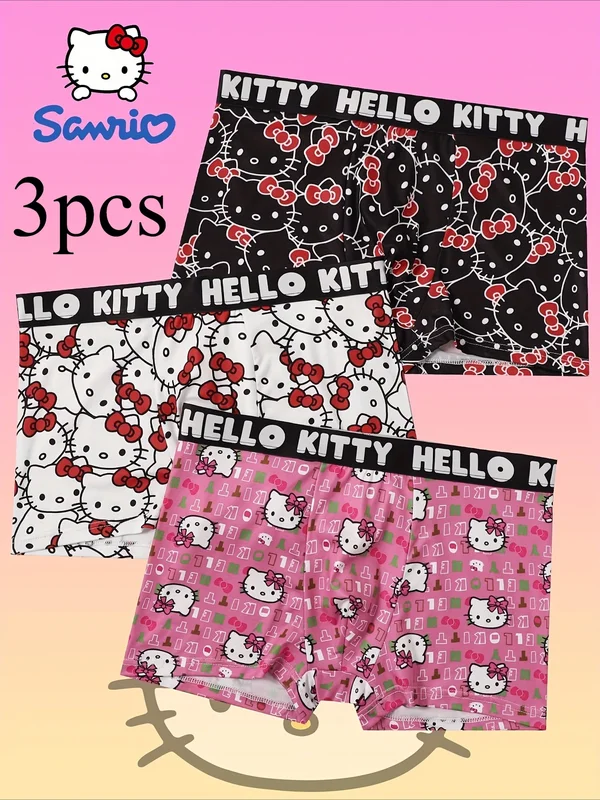 AliExpress - 6 Stück Hello Kitty Print Herren-Sport-Boxershorts, Unterwäsche, Übergröße, atmungsaktiv, schnell trocknend, Damen-Boxershorts
