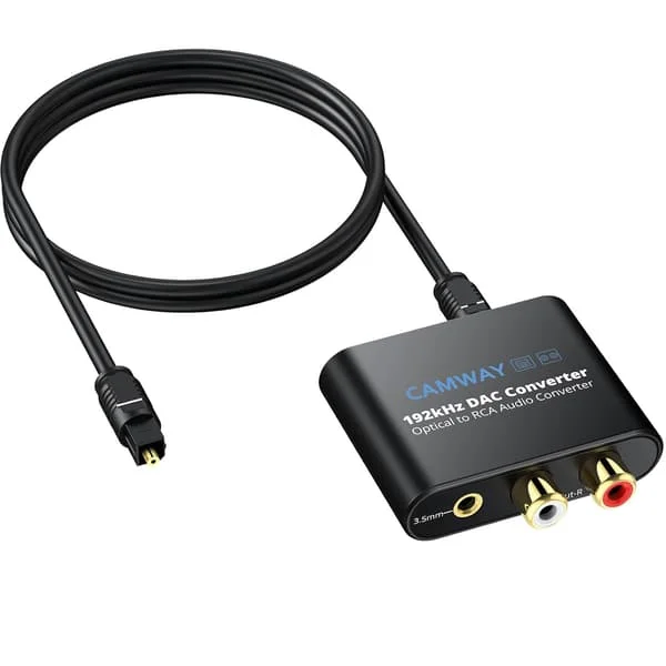 Digital till Analog Ljud-omvandlare, 192kHz Optisk till RCA, Optisk till 3.5mm DAC, SPDIF/Toslink