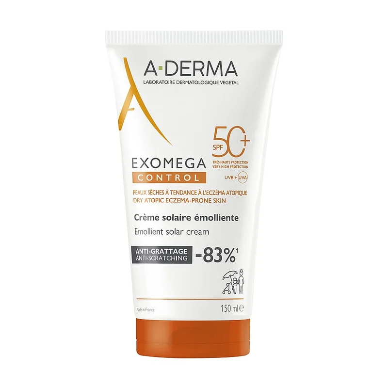 A-DERMA Exomega Control Anti-Scratching Sun Cream SPF50+ 150 ml, Børn & Forældre, Skincare Til Børn, Solcreme Til Børn