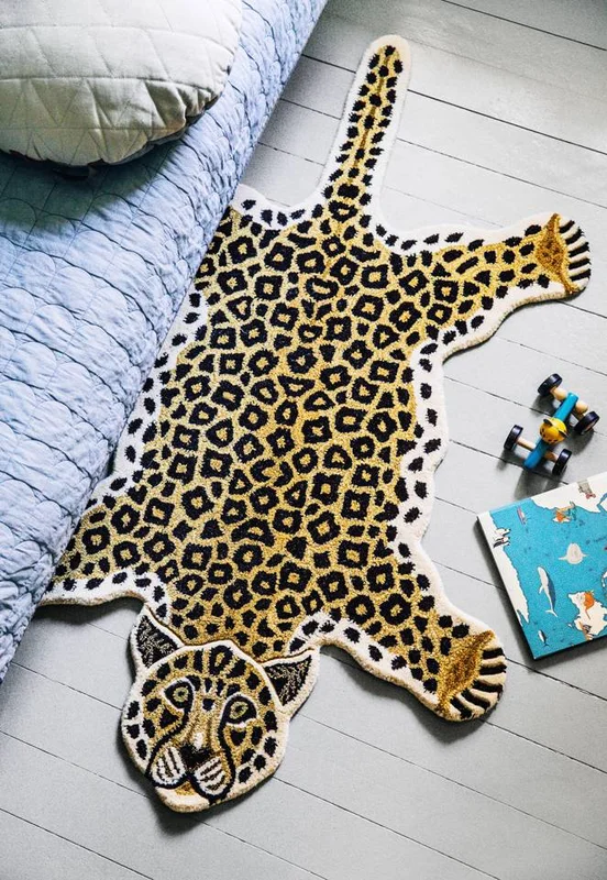 Animal Kids Rug Small Leopard - Beige 100X160 Wool, Rustic Style