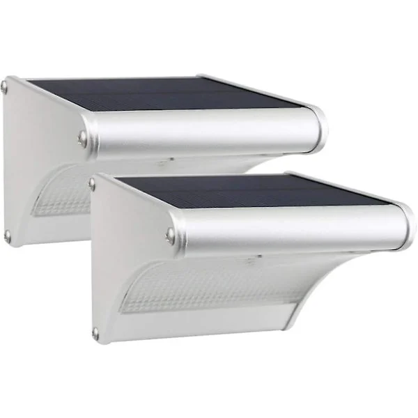 450 Lumen 24 LED Solcellelampe med Aluminiumlegeringsskall, Utendørs Vanntett, Radar-bevegelsesdeteksjon, Egnet for Veranda, Hage, Gård, Garasje (2-