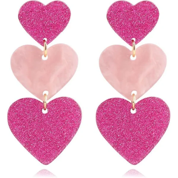 Par Øredobber for Kvinner Jenter Kjærlighet Hjerte Drop Dingle Øredobber Valentinsdag Morsdag Smykker Gaver, Barn, Mann