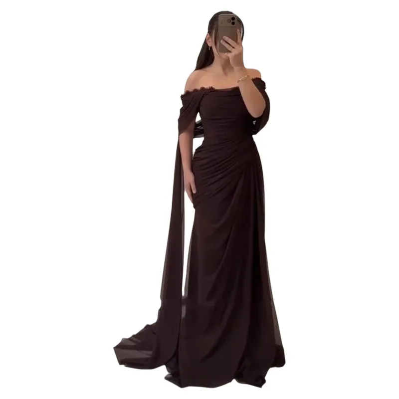 AliExpress - Eightale Arabisches Abendkleid aus Chiffon, maßgeschneiderte Falten, schulterfrei, Spitze, Abendkleid, Partykleid, Robe De Soiree