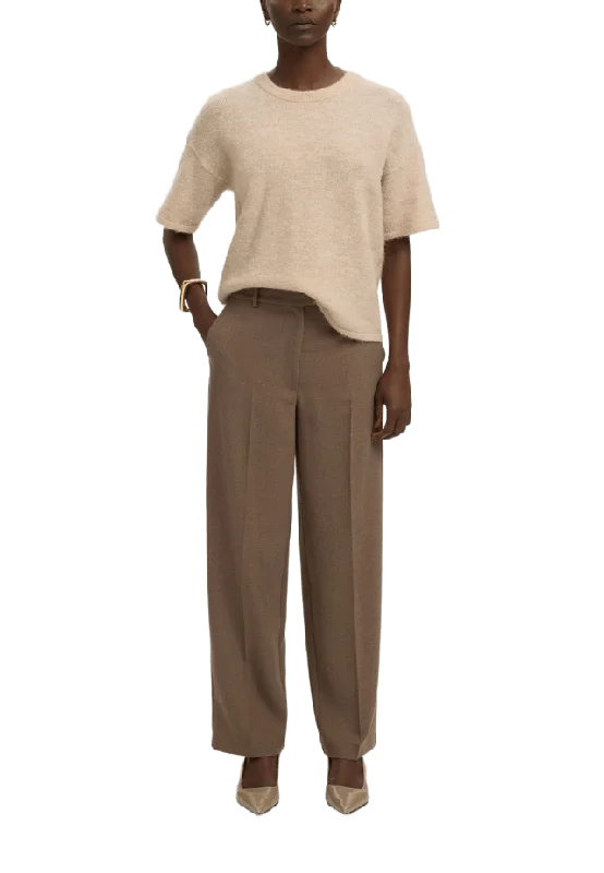 Selected Lulu Knit O-Neck Stickat Dam Beige L