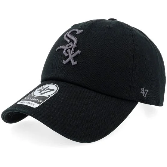 47 Brand - MLB Musta unconstructed Lippis - Chicago White Sox Clean Up Black Dad Cap @ Hatstore