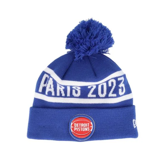 New Era - Azul pom Beanie - Detroit Pistons NBA Paris Game Team Beanie Blue Pom @ Hatstore
