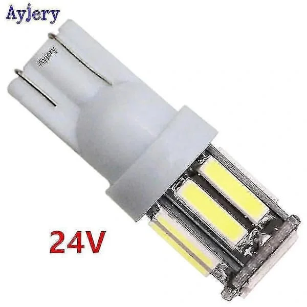 10 kappaletta 24V LED Kuorma-auto T10 7014 10 SMD W5W 194 168 7020 10 LED Kolikkolamppu Lumor Pysäköintivalo Rekisterikilven valo - Valkoinen -xx