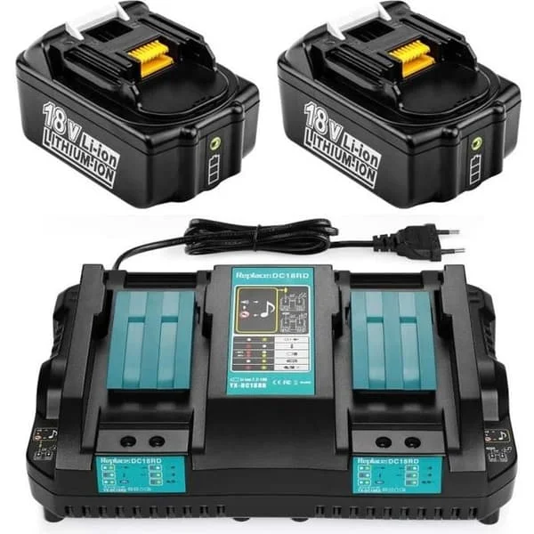 【HT】2 stk 5.0Ah 18V BL1850 batteri + DC18RD lader for Makita 18V batteri BL1860 BL1850B BL1840 BL1850 BL1830 BL1815