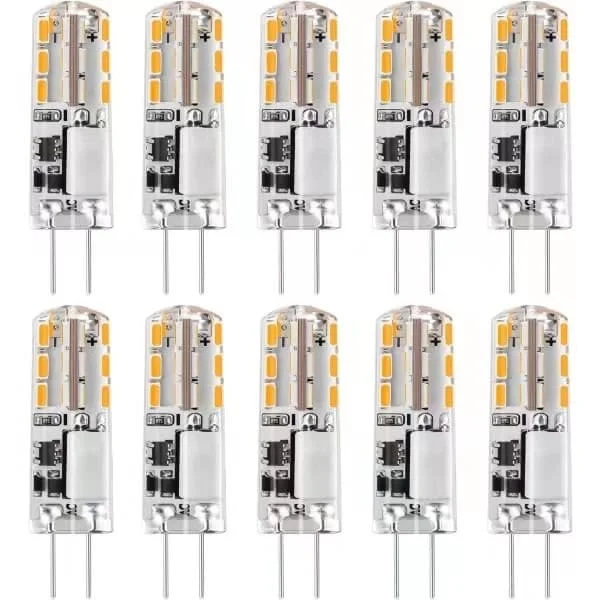 10x G4 LED-lampor 12V AC/DC Varmvit 3000K 2W, dimbar lampa -