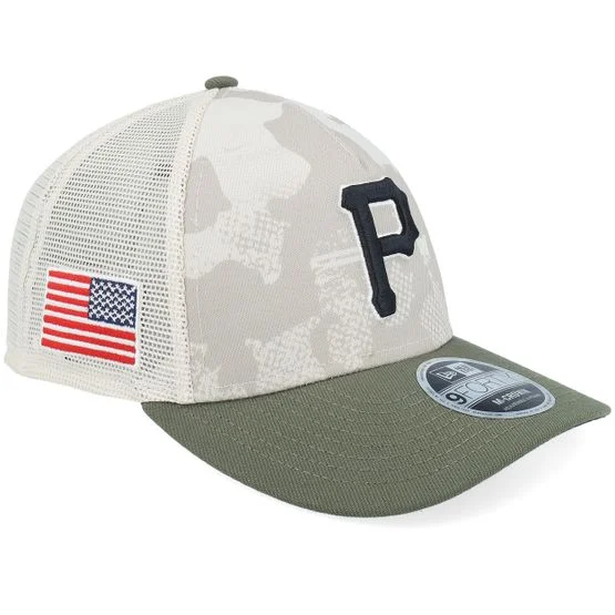 New Era - MLB Camo trucker Cap - Pittsburgh Pirates MLB Armed Forces Day 9FORTY Mc Stone/Olive A-frame Trucker @ Hatstore