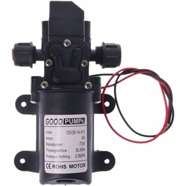 RV Vattenpump 12V DC 12V 60W 130FT 6L/min Högtryck Vattenpump Membran Primer Pump RV Vattenpump (Spänning: 12V),y