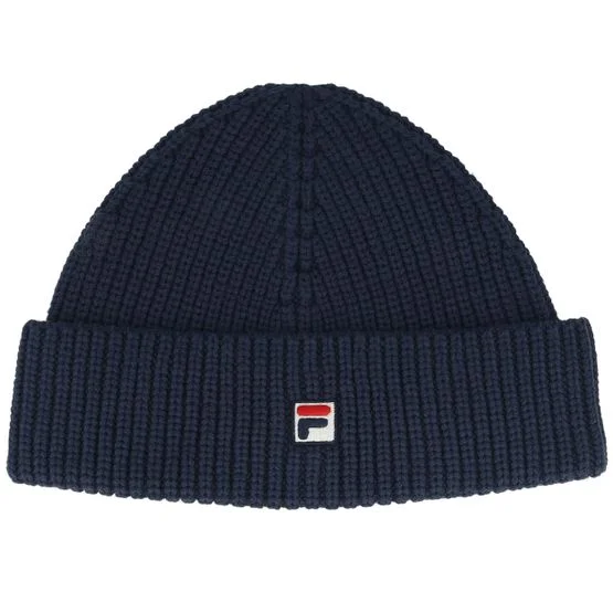 Fila - Biella Fisherman Logo Beanie Black Iris Short Beanie Cuff Blue Beanie - @ Hatstore