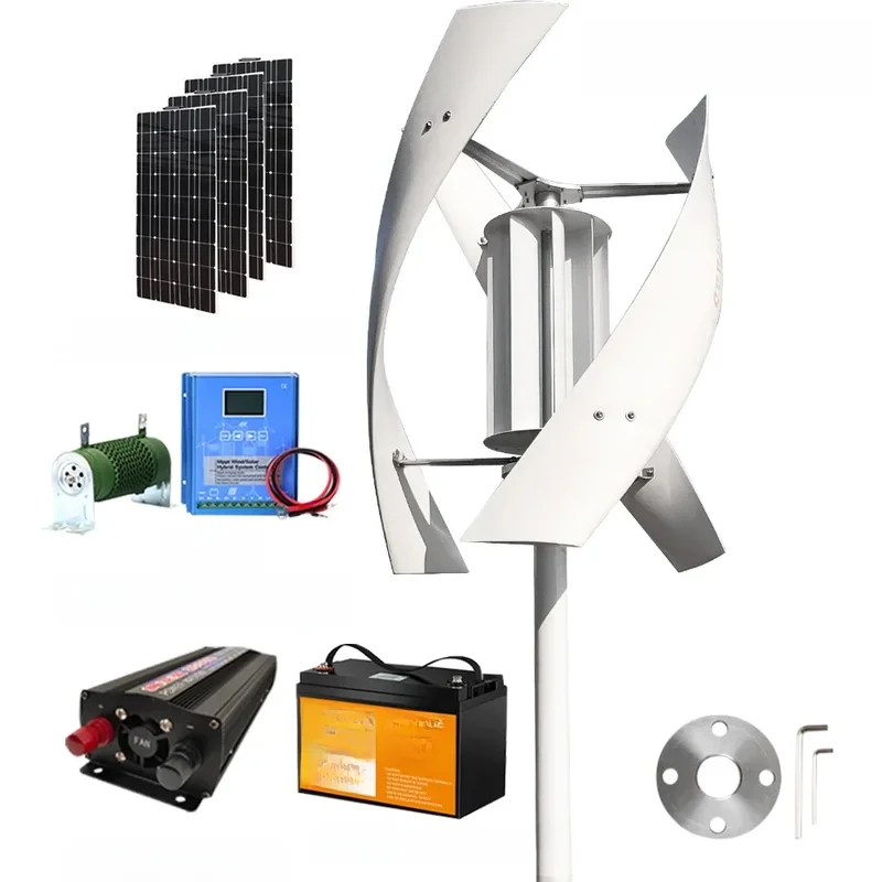 AliExpress - 5kw Windturbine Generator Complete Set Thuis Gebruik 12V 24V 48V Windmolen 220V Uitgang Omvormer Met Controller Zonnepanelen Batterij