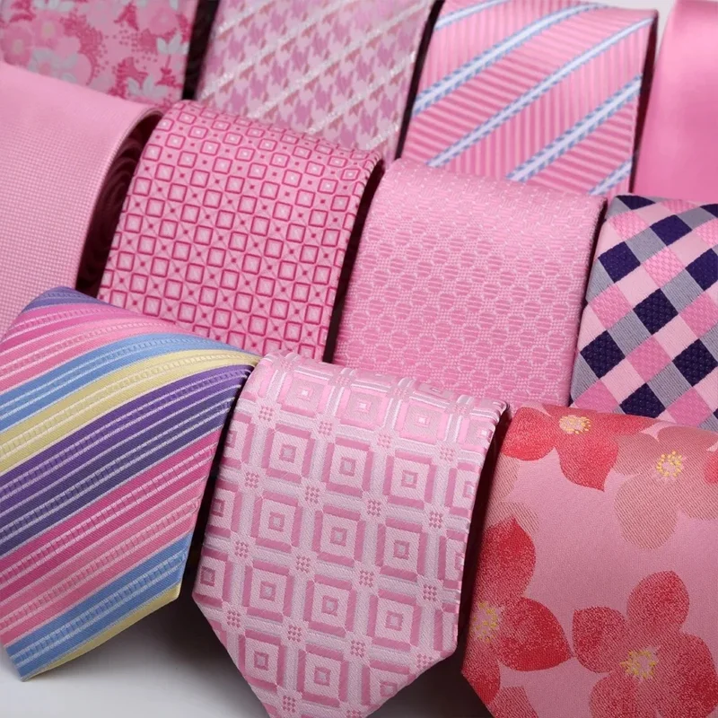 AliExpress - Cravate de luxe pour hommes, 50 couleurs, 8CM, rayures de couleur rose, carreaux floraux, solides, pour marié, pour fête d'affaires et de