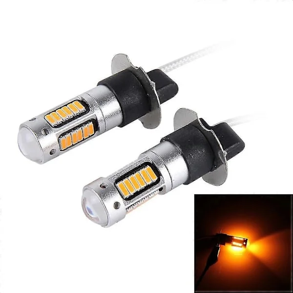 2 kpl H3 10W 30 SMD-4014 LED-sumuvalopolttimoa autoon, DC 12V oranssi valo