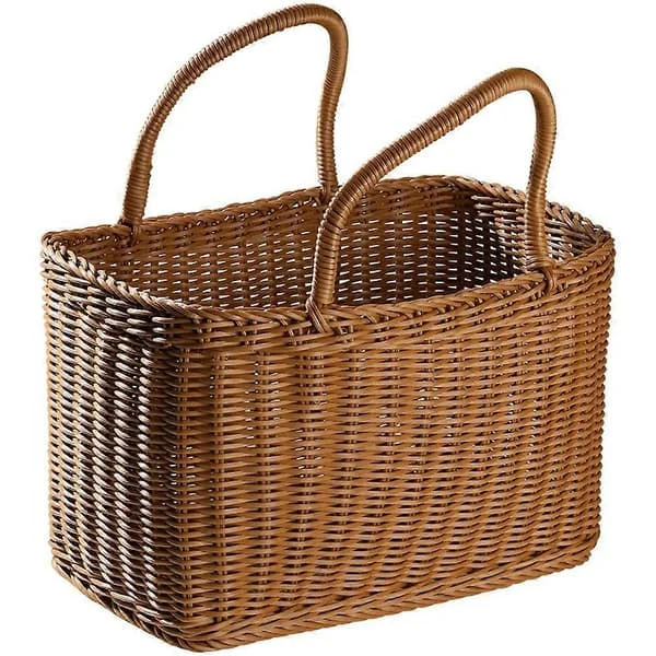 Korg Flätade Korgar Picknick Handtag Förvaring Rotting Marknad Blomsterhandtag Halm Frukt Present Shopping Handväska