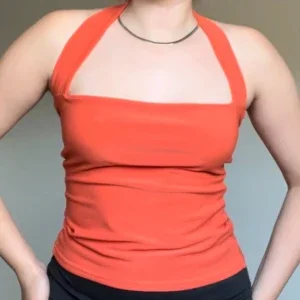 orange halterneck top