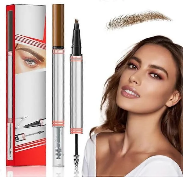 2-in-1 Eyebrow Pencil and Fixing Eyebrow Gel, Eyebrow Pencil for Women with 4-Fork Tip