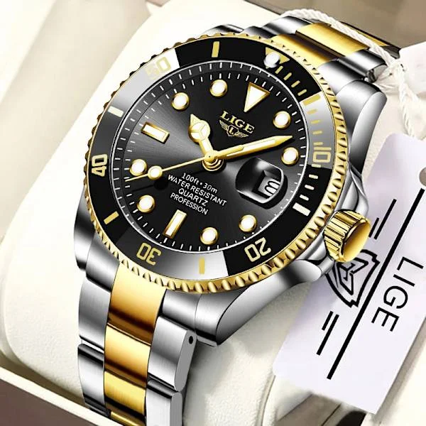 Reloj LIGE Toppmärke Lyx Mode Dykarklocka Herr Vattentät Dateklocka Sportklockor Herr Quartz Armbandsur Relogio Masculino