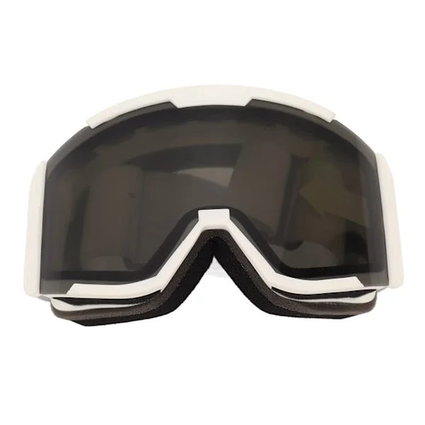 Outdoor Ski Goggles Double Layer Anti-fog Windproof UV Protection Goggles Large View Winter White Frame Grey Lens