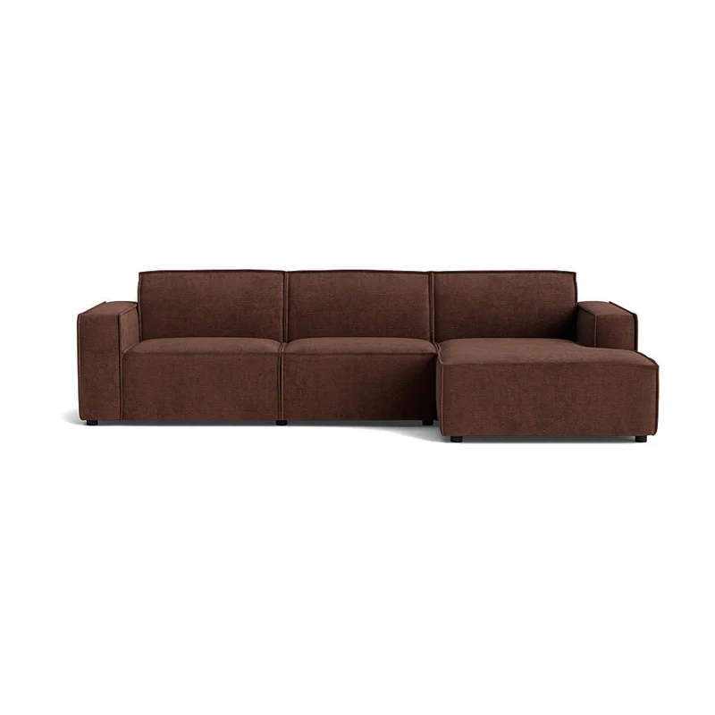 Lyon chaiselong sofa, højrevendt - Capri Brun - 304x160x80cm - Stor Sofa med Chaiselong til Afslapning & Hygge - Perfekt til Filmaftener