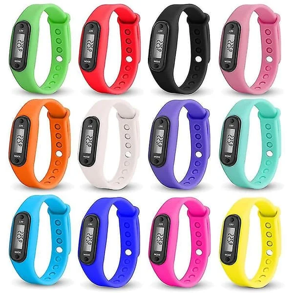 Skridttæller med LCD-display - Fitness Tracker ur til voksne og børn, hvid[JSR]