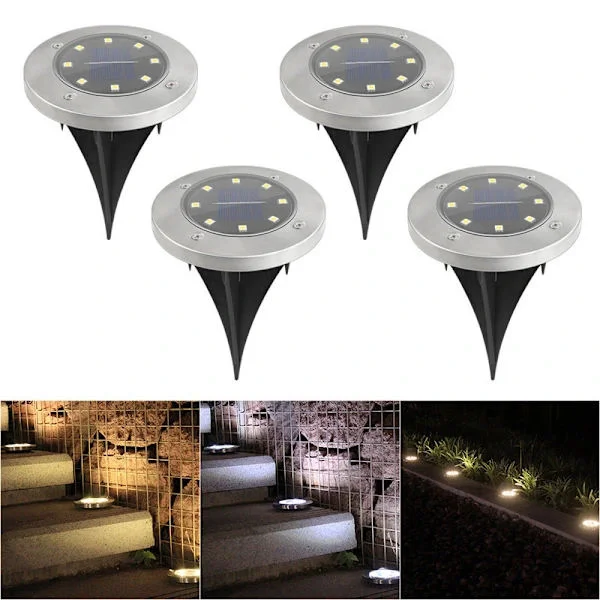 Utomhus Solcellslampor 8 LED Solcell Trädgård Golvlampa Utomhus Golvlampa Trädgårdslampor IP65 (4 Varmvit)