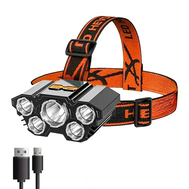 AliExpress - Lampe de poche aste à 5 LED, batterie 18650 intégrée, lampe de bain, camping, aventure, pêche, lampe frontale, lampe de sauna