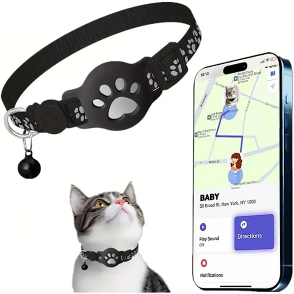 Katt GPS-halsband för små katter - Plats i realtid Ingen månadsavgift, Vattentät Anti-förlorad husdjur utan SIM krävs, för inomhus- och utomhuskatter