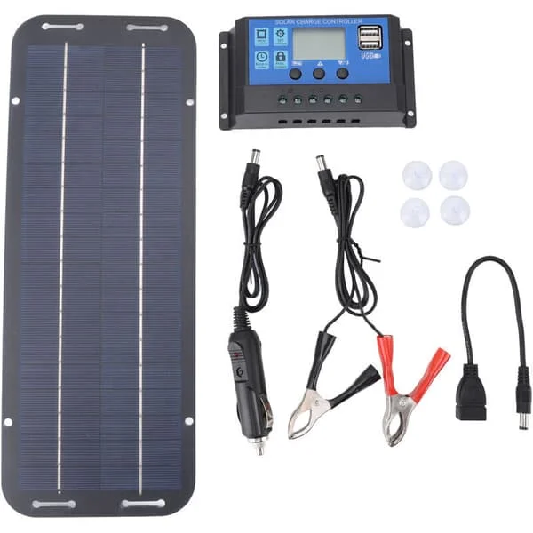 6W 18V Fleksibelt Solcellepanel Lader, Bærbar Oppladbar Solcellepanel Billader med Kontroller