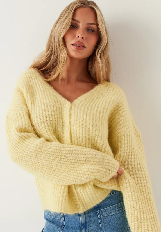 BUBBLEROOM-Knitted Cardigan-Light yellow