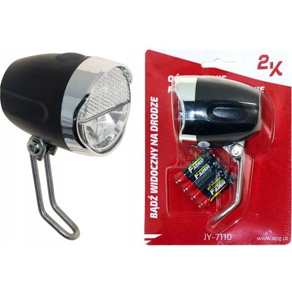 Reflekterende monteringslampe 1W med gaffelbeslag, 4xAAA-batterier