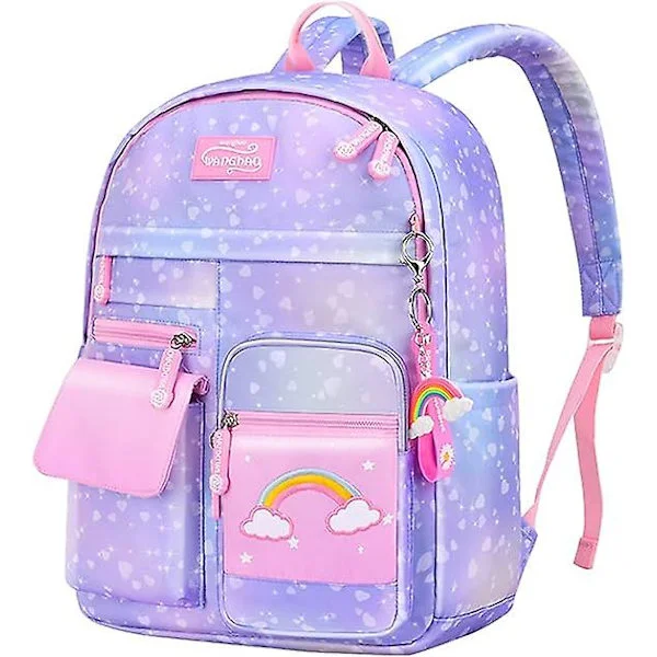 Unicorn Backpack for Kids Large Rainbow Capacity Elementary School Backpack Bag Children Casual Daypack—yux
