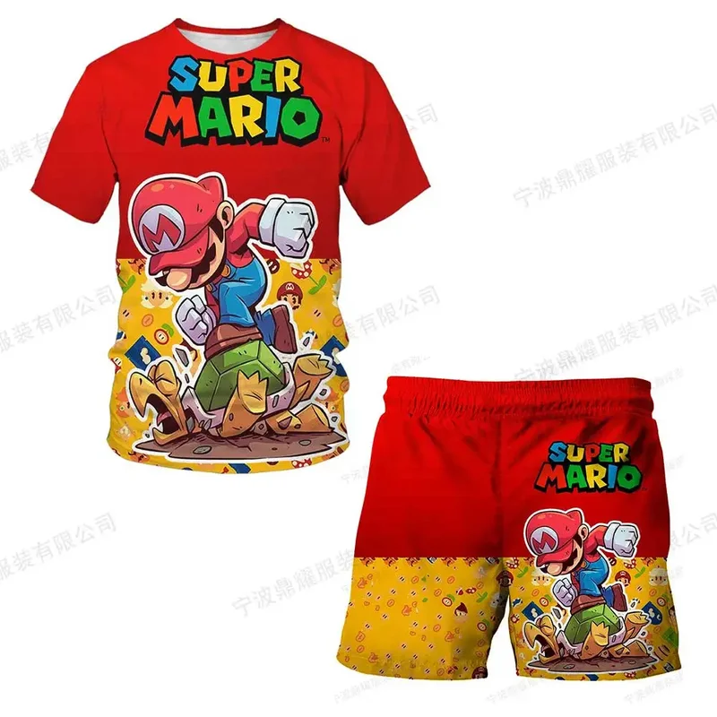 AliExpress - 2026 Super Mario Jungen 3D T-Shirt Set Jungen und Mädchen Süßes Sommer-Oberteil + Shorts Kinder Kurzarm-Geburtstagsgeschenk 