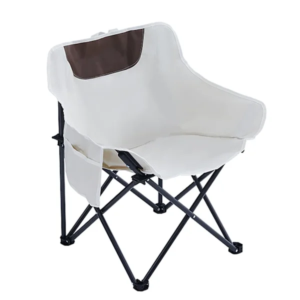 Folding Camping Chair with Side Pockets Ergonomic Design Portable Foldable Camp Chair for Picnic Fishing White