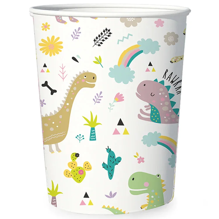 Pappersmuggar Dinosaurier 220ml 6-pack - Dinosaurie Kalas Dekoration - Kalaslagret.se