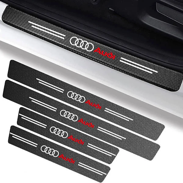 4-pack bil dörrkarm skyddsfilm, kolfiber läder steg skyddsfilm, dörrsteg klistermärke