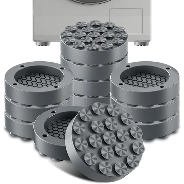 4 st Vibrationsfötter för tvättmaskin & torktumlare Tvättmaskinsfötter Pad Tvättmaskin gummifötter pad Grå