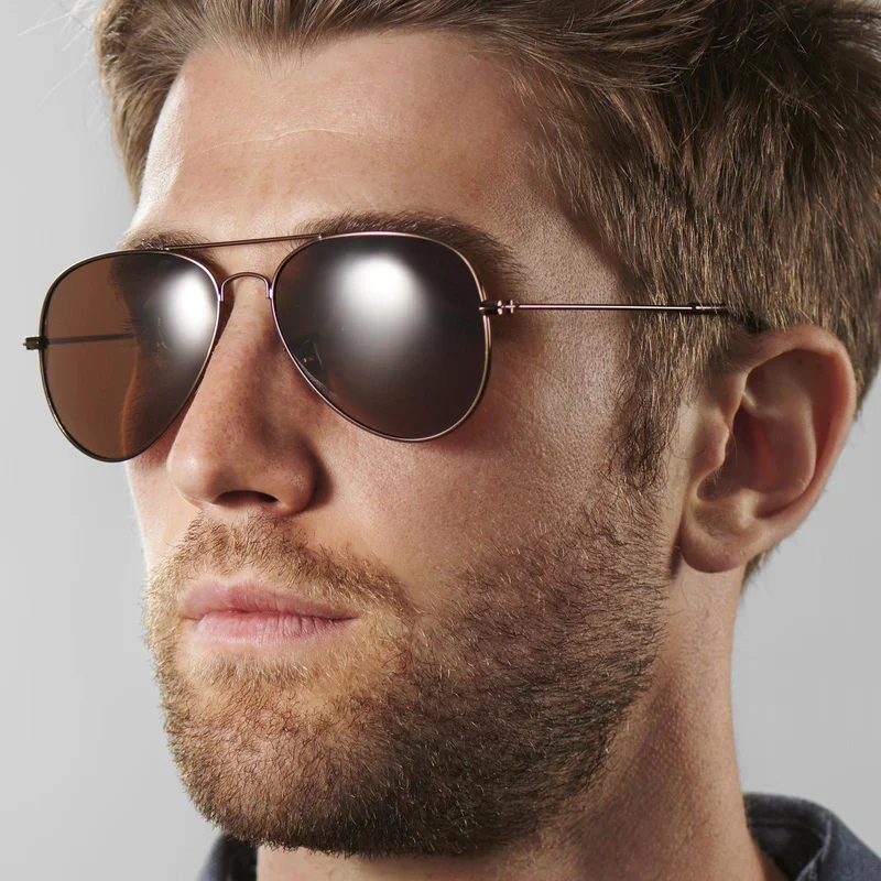 Occhiali da sole Aviator marroni con lenti polarizzate per uomini - Occhiali da sole Aviator